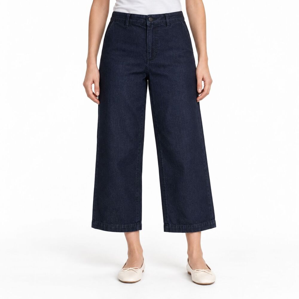 Ella Moss Wide Leg Cropped Pants Dark Navy Size 12